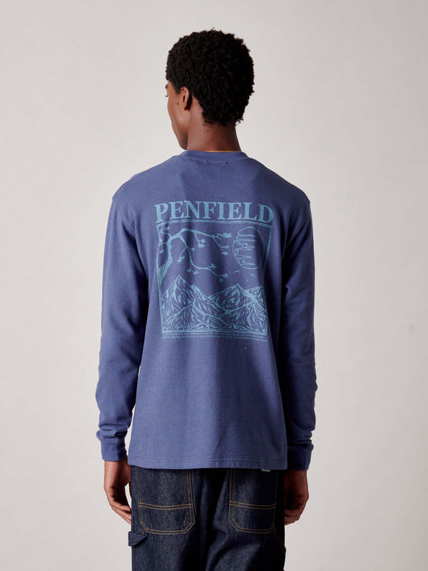 Penfield Winter Mountain Long Sleeve T-Shirt In Blue Indigo
