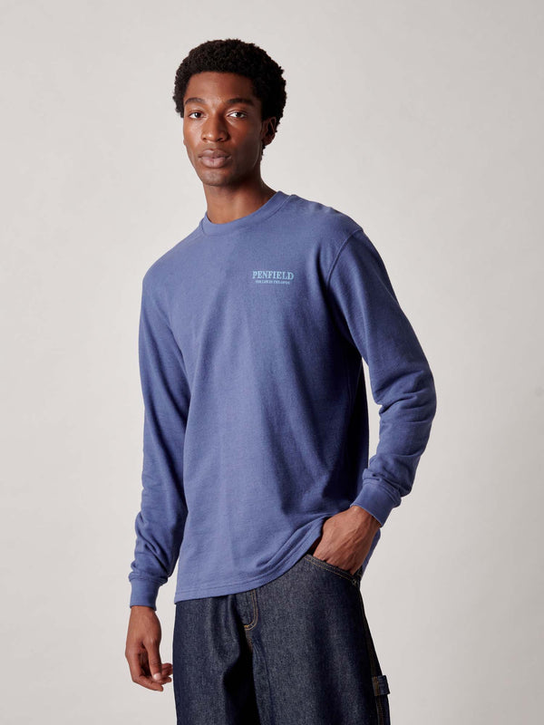 Penfield Winter Mountain Long Sleeve T-Shirt In Blue Indigo