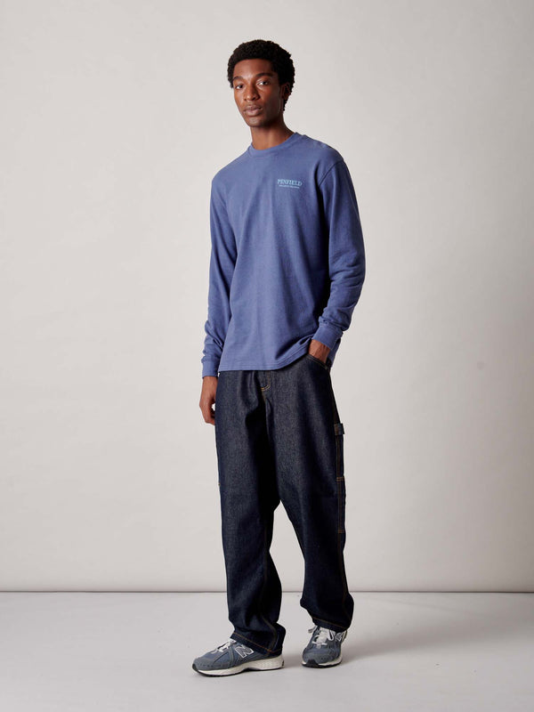 Penfield Winter Mountain Long Sleeve T-Shirt In Blue Indigo