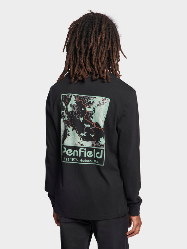 Penfield Yosemite Trail Satellite Long Sleeve T-Shirt In Black