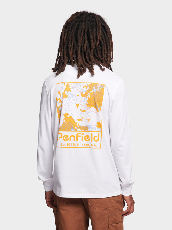 Penfield Yosemite Trail Satellite Long Sleeve T-Shirt In Bright White