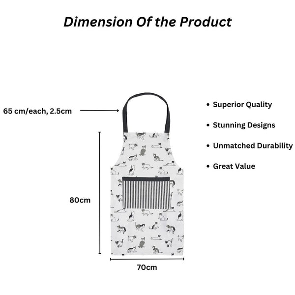 Penguin Home Chef Quality Apron With Thokka Print Plain Woven Contrast Color Pocket 800 Sold