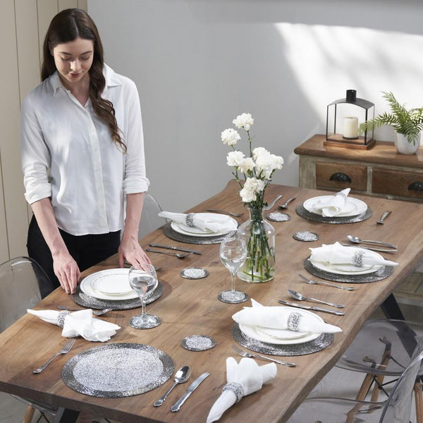 penguin home Placemats Coasters & Napkin Rings Set - Handcrafted Glass Beaded 2000+ sold