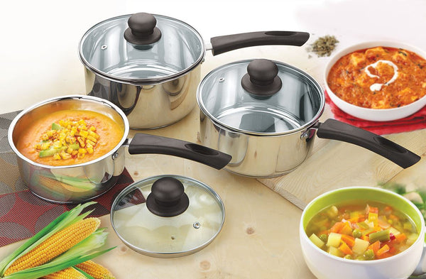 Penguin Home Stainless Steel Sauce Pan With Glass Lid 1000+ Sold
