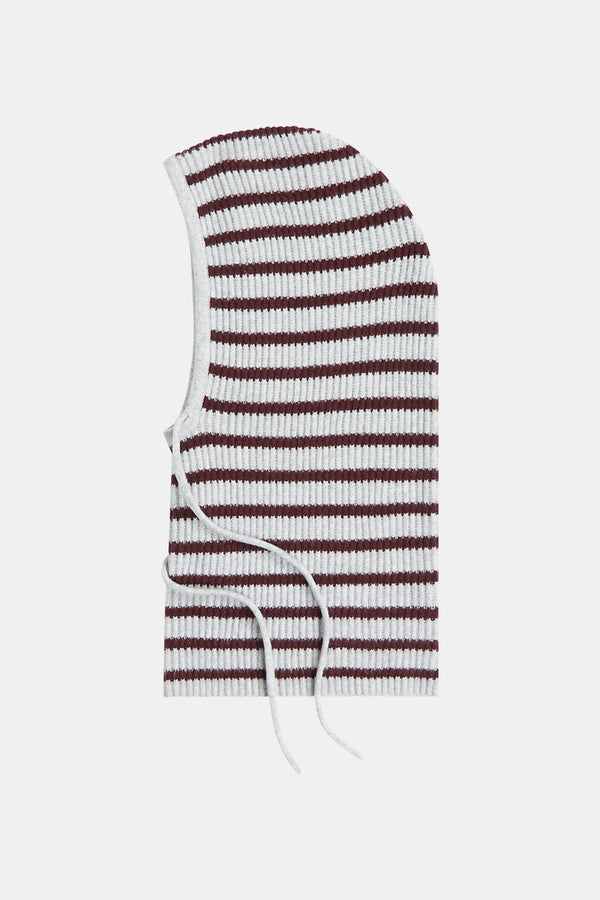 penn & ink BALACLAVA STRIPE (W25B357) GREY MELANGE - AUBERGINE