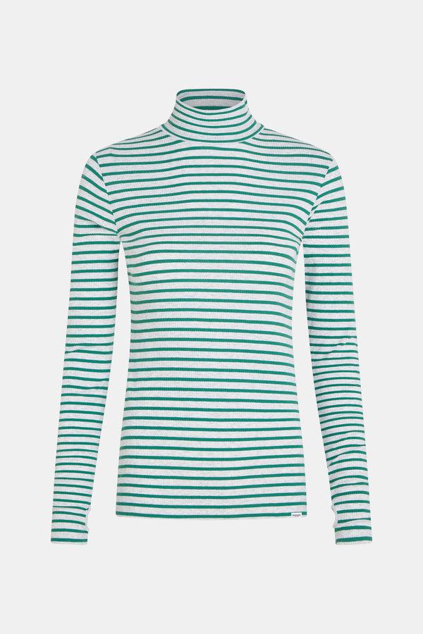 Penn & Ink LONGSLEEVE MELANGE STRIPE (W25F1761LTD-M) GREY MELANGE - GREEN