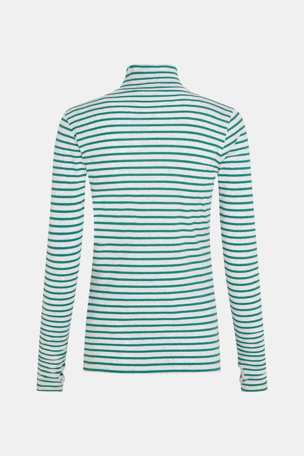 Penn & Ink LONGSLEEVE MELANGE STRIPE (W25F1761LTD-M) GREY MELANGE - GREEN