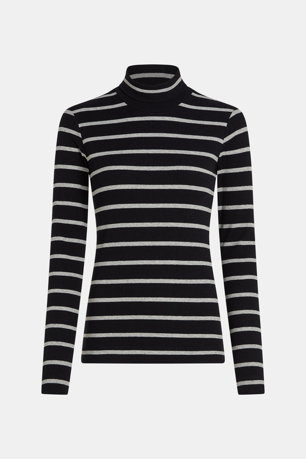 Penn & Ink LONGSLEEVE STRIPE MELANGE (W25F1720-STM) BLACK - GREY MELANGE