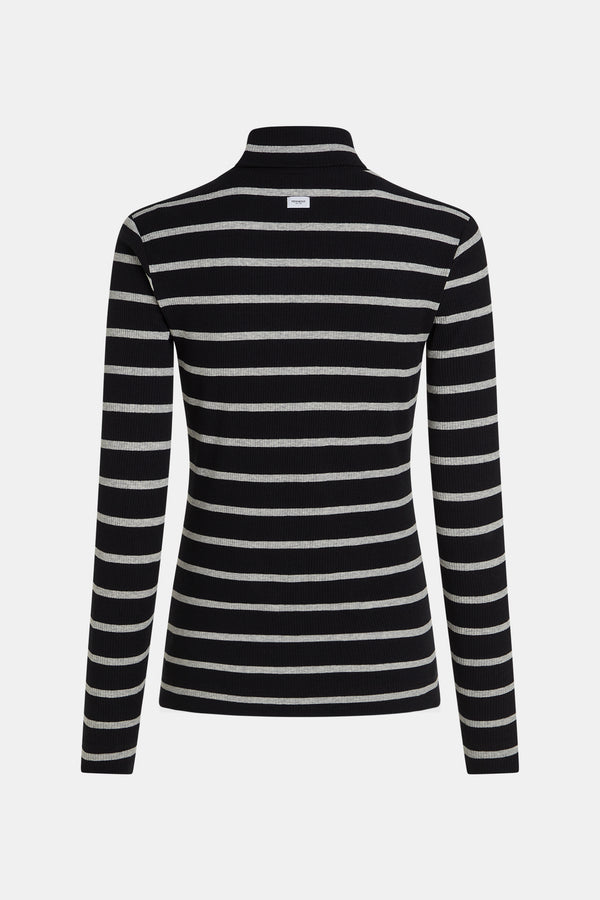 Penn & Ink LONGSLEEVE STRIPE MELANGE (W25F1720-STM) BLACK - GREY MELANGE
