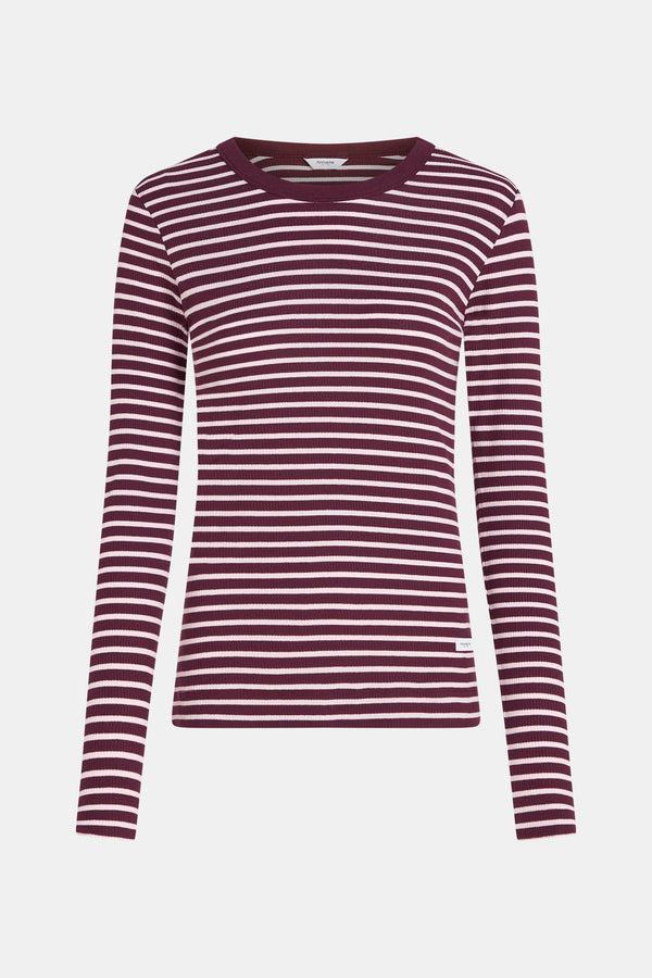 Penn & Ink LONGSLEEVE STRIPE (W25F1762LTD) AUBERGINE - MERENGUE