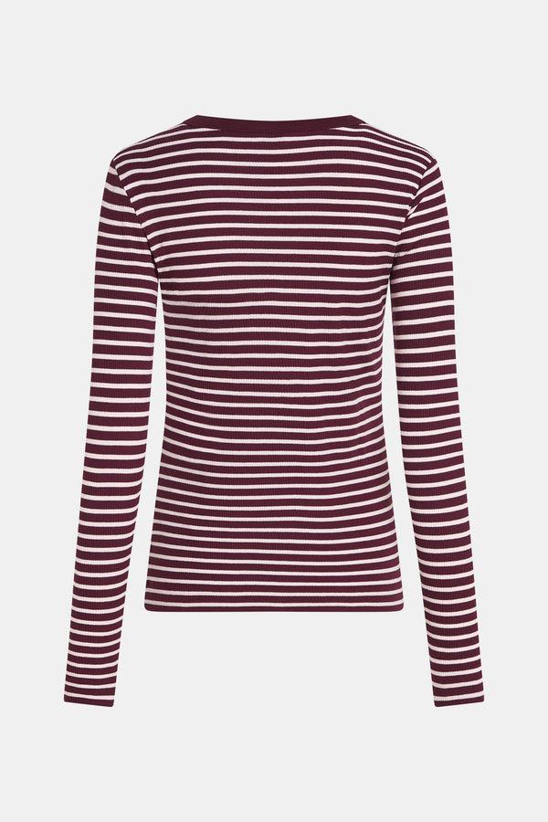 Penn & Ink LONGSLEEVE STRIPE (W25F1762LTD) AUBERGINE - MERENGUE