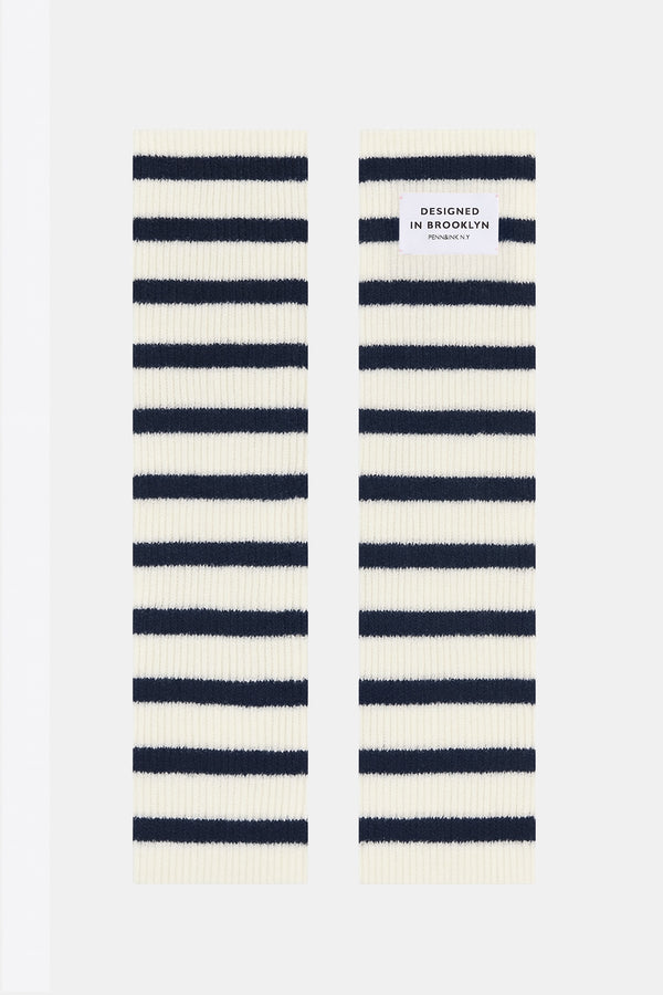 penn & ink ARM WARMERS STRIPE (W25B361) ECRU - NAVY