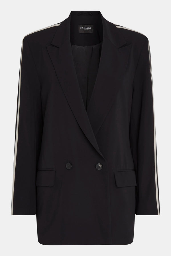 Penn & Ink BLAZER (LOGAN STRIPE) BLACK