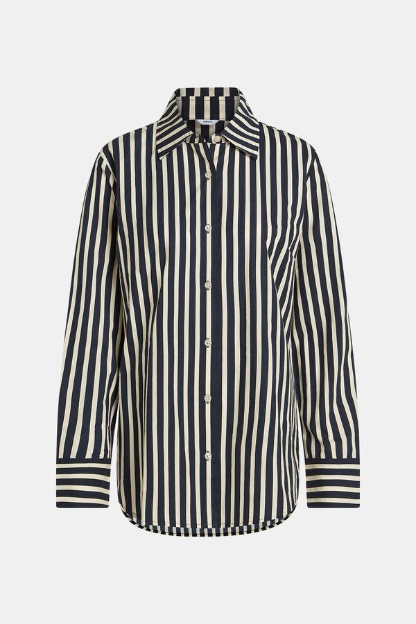 Penn & Ink BLOUSE STRIPE (W25SE035LTD) BLACK - ECRU