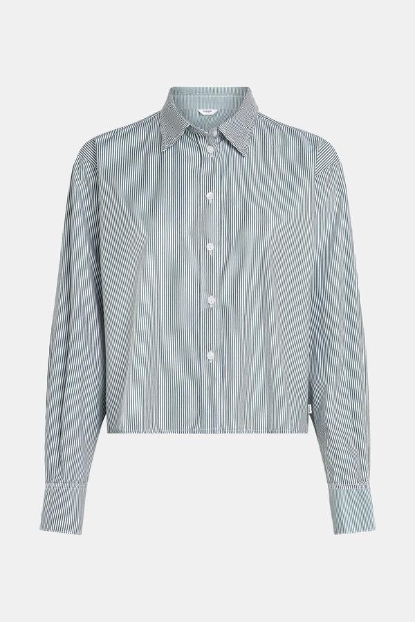Penn & Ink BLOUSE STRIPE (W25Z794) FOREST - WHITE