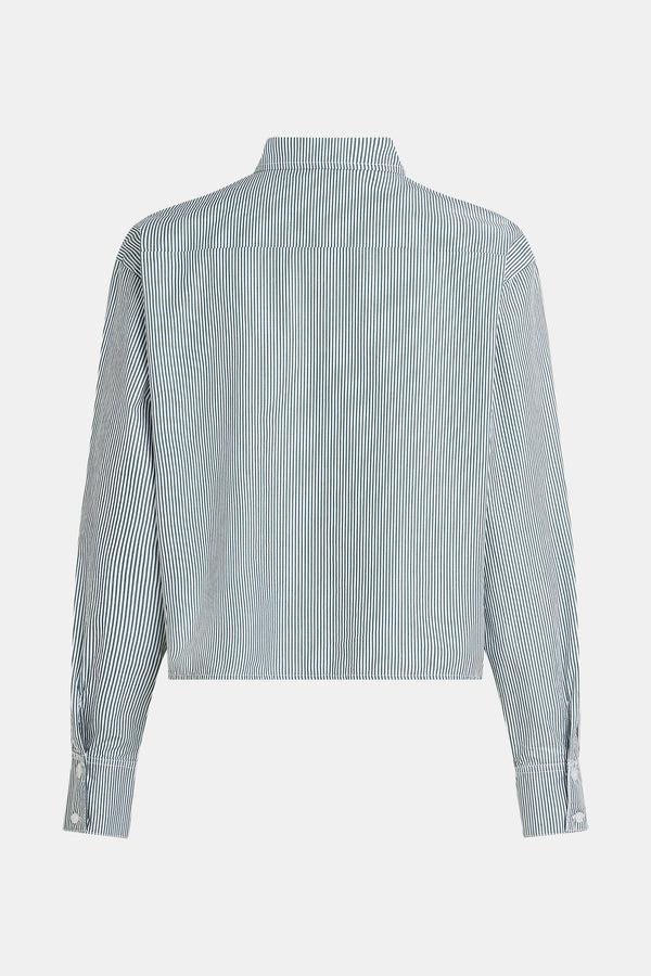 Penn & Ink BLOUSE STRIPE (W25Z794) FOREST - WHITE