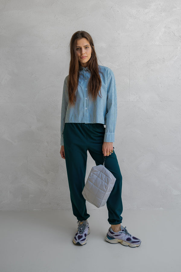 penn & ink BLOUSE STRIPE (W25Z794) FOREST - WHITE