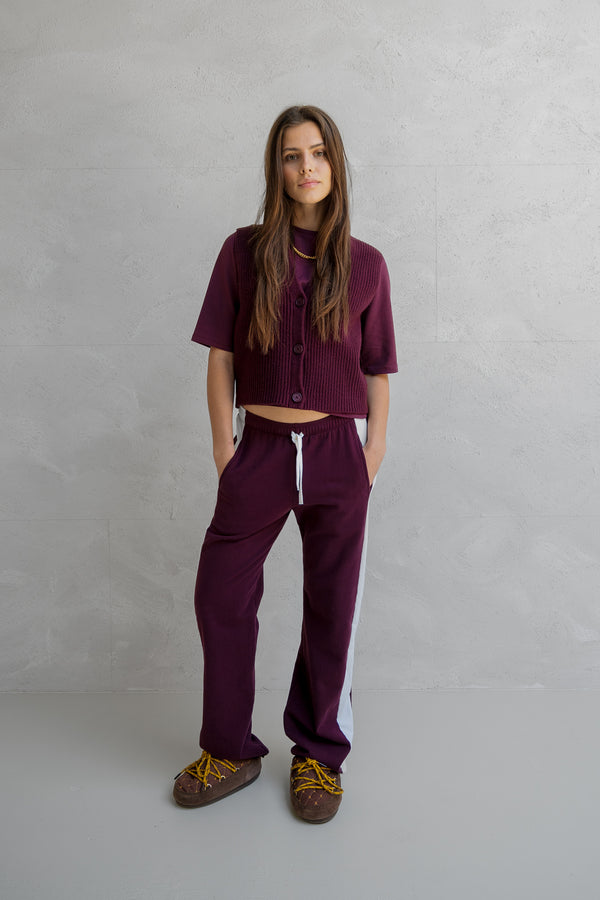 Penn & Ink CARDIGAN (W25B346) AUBERGINE