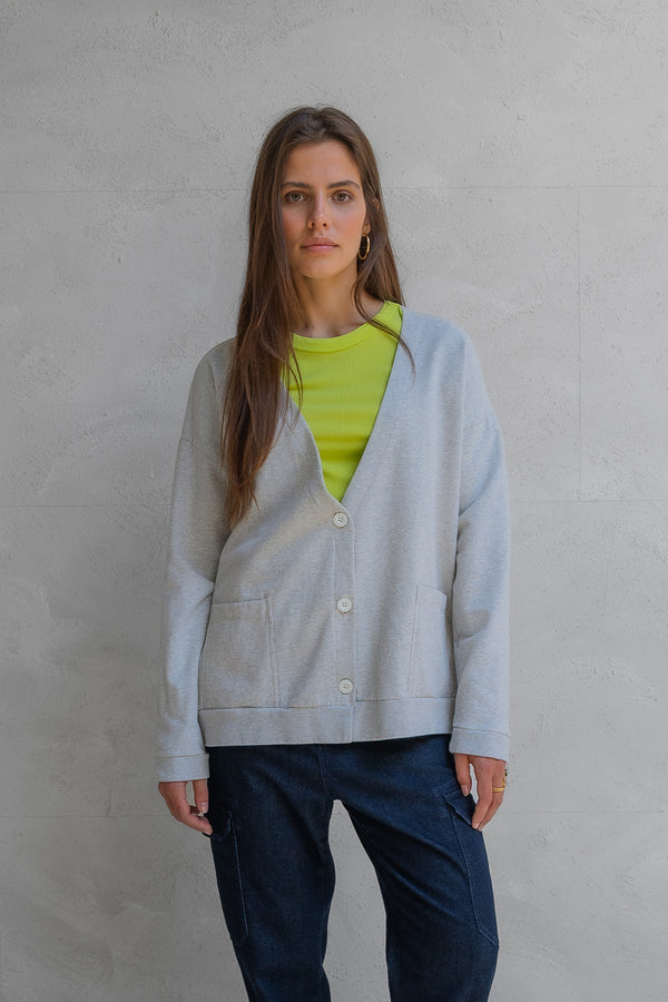 Penn & Ink CARDIGAN (W25F1710) GREY MELANGE