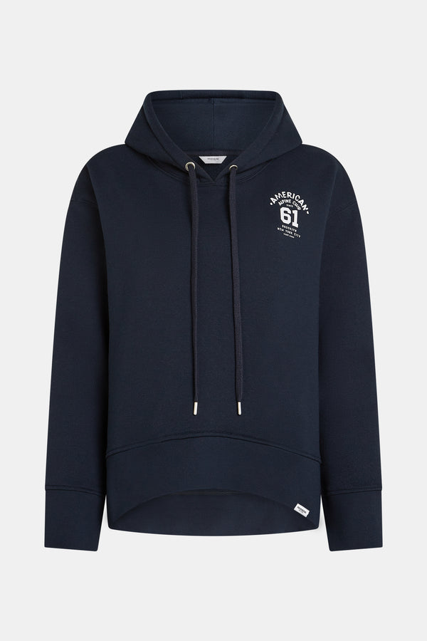 Penn & Ink HOODIE PRINT (W25T1186) NAVY - WHITE