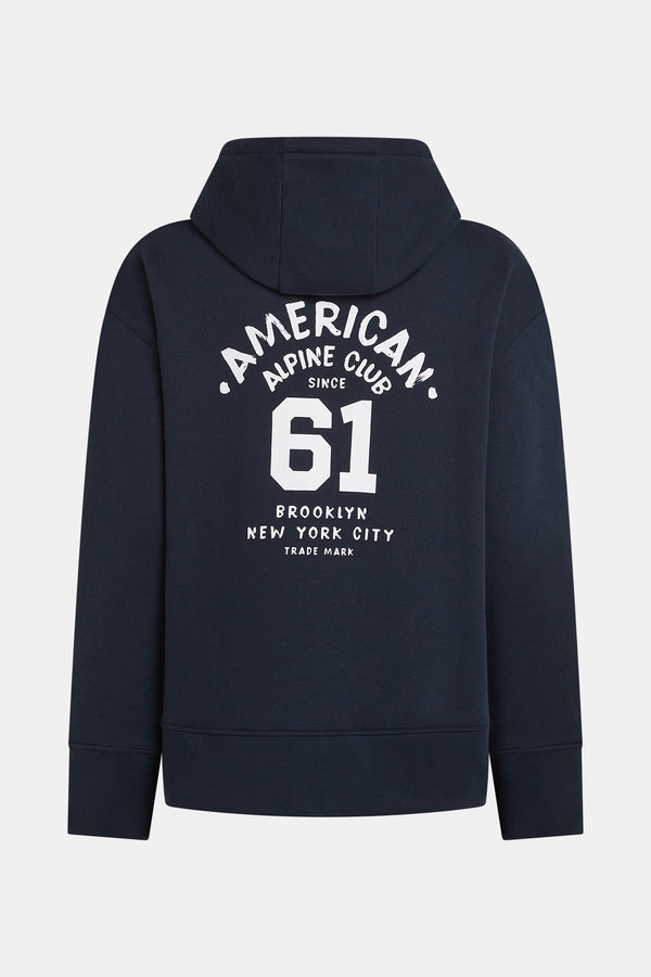Penn & Ink HOODIE PRINT (W25T1186) NAVY - WHITE