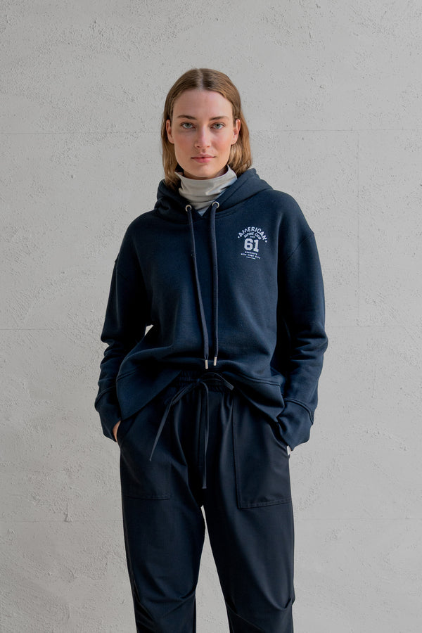 penn & ink HOODIE PRINT (W25T1186) NAVY - WHITE