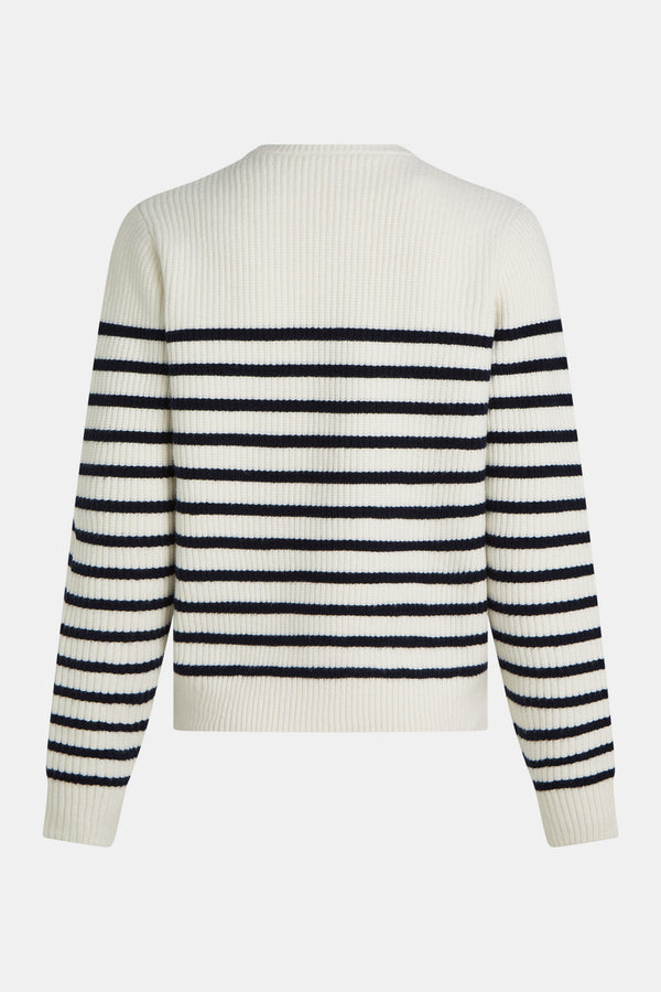 Penn & Ink JUMPER STRIPE (W25B351) ECRU - NAVY