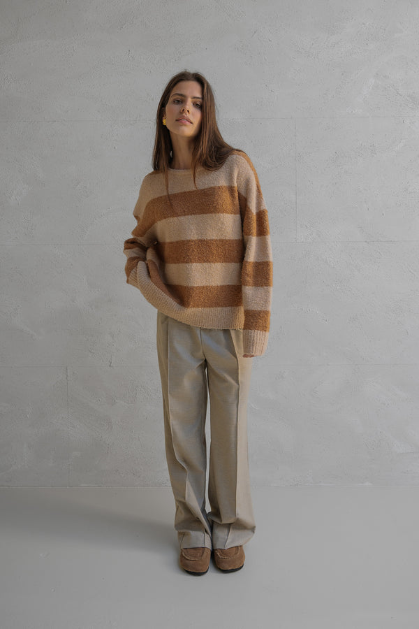 penn & ink JUMPER STRIPE (W25C297) BEIGE - CAMEL