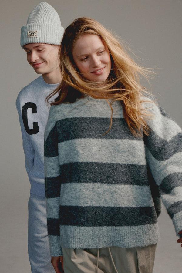 penn & ink JUMPER STRIPE (W25C297) LIGHT GREY - GREY