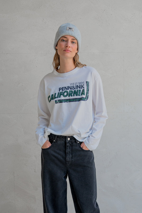 penn & ink LONGSLEEVE PRINT (W25F1733) WHITE - FOREST