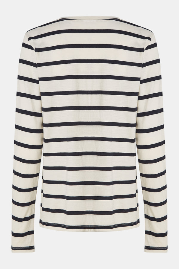 Penn & Ink LONGSLEEVE STRIPE (PHOENIX) ECRU - NAVY