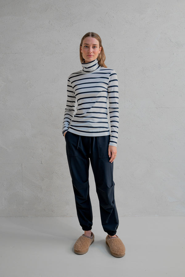 Penn & Ink LONGSLEEVE STRIPE (W25F1720-ST) ECRU - NAVY