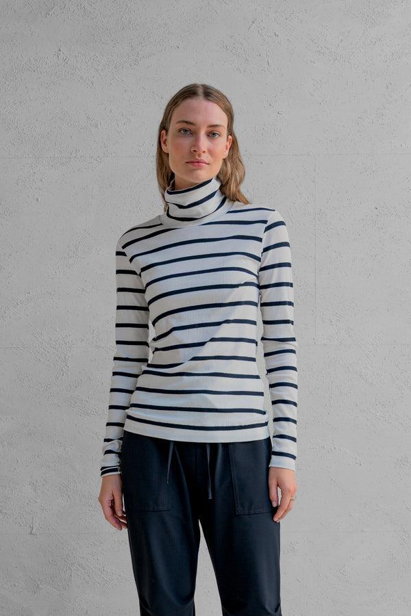 penn & ink LONGSLEEVE STRIPE (W25F1720-ST) ECRU - NAVY