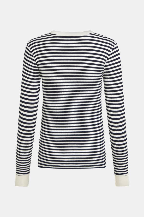 Penn & Ink LONGSLEEVE STRIPE (W25F1745-ST) ECRU - NAVY