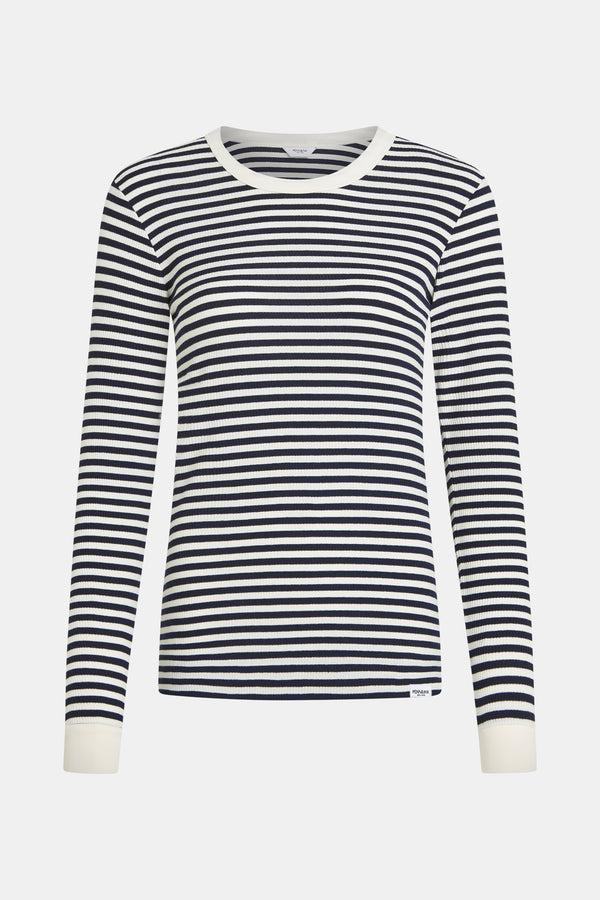 penn & ink LONGSLEEVE STRIPE (W25F1745-ST) ECRU - NAVY