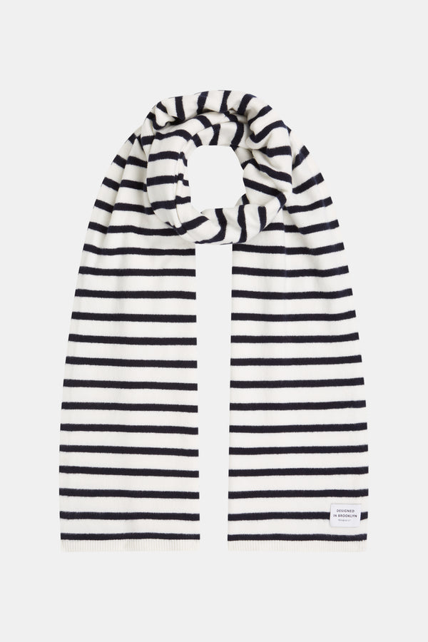 penn & ink SCARF STRIPE (W25B359) ECRU - NAVY