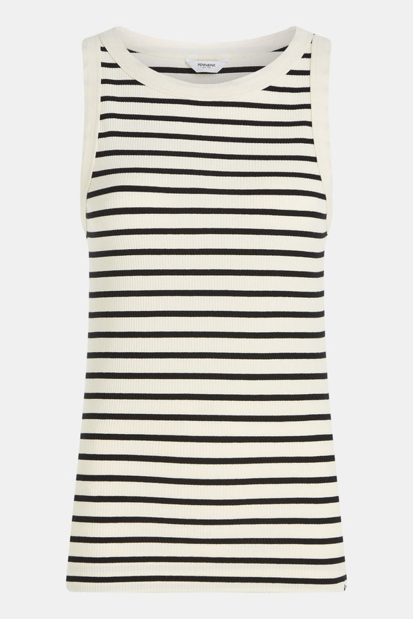 penn & ink SINGLET STRIPE (KANSAS) ECRU - BLACK