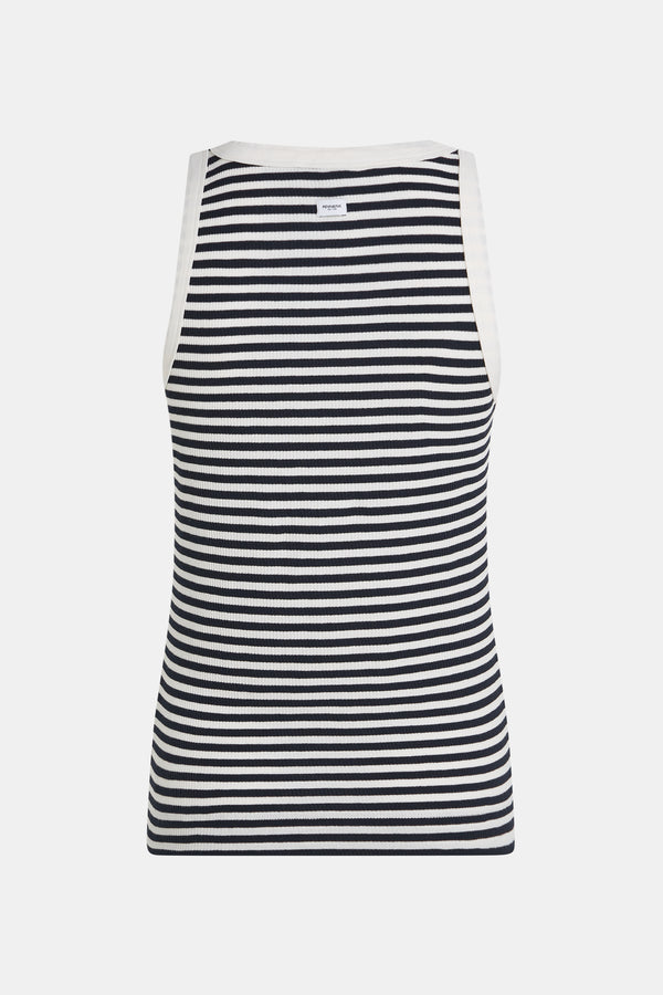 Penn & Ink SINGLET STRIPE (W25F1718-ST) ECRU - NAVY