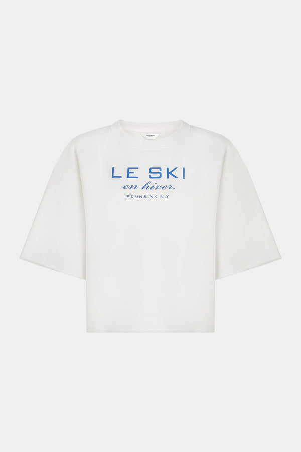 Penn & Ink SWEATER PRINT (W25F1702) ECRU - ROYAL BLUE