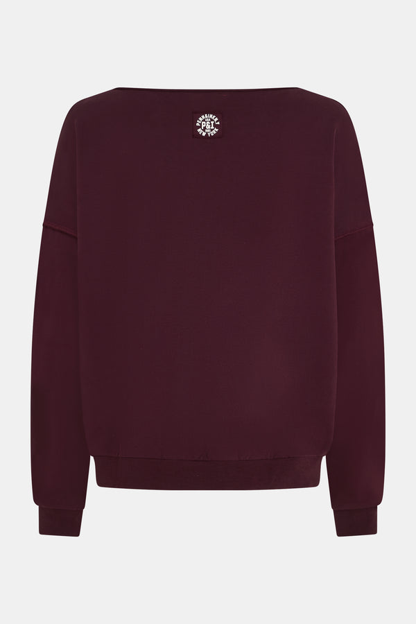 Penn & Ink SWEATER PRINT (W25F1703) AUBERGINE - ECRU