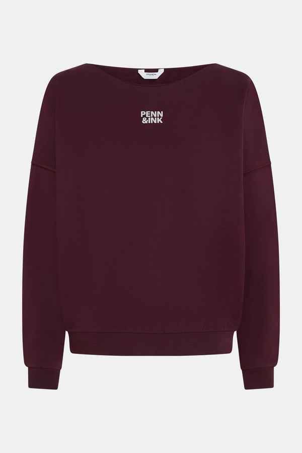 penn & ink SWEATER PRINT (W25F1703) AUBERGINE - ECRU