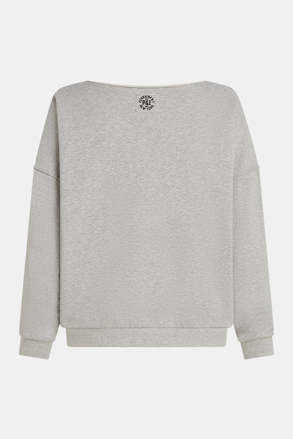 Penn & Ink SWEATER PRINT (W25F1703) GREY MELANGE - BLACK