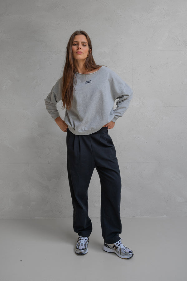 Penn & Ink SWEATER PRINT (W25F1703) GREY MELANGE - BLACK