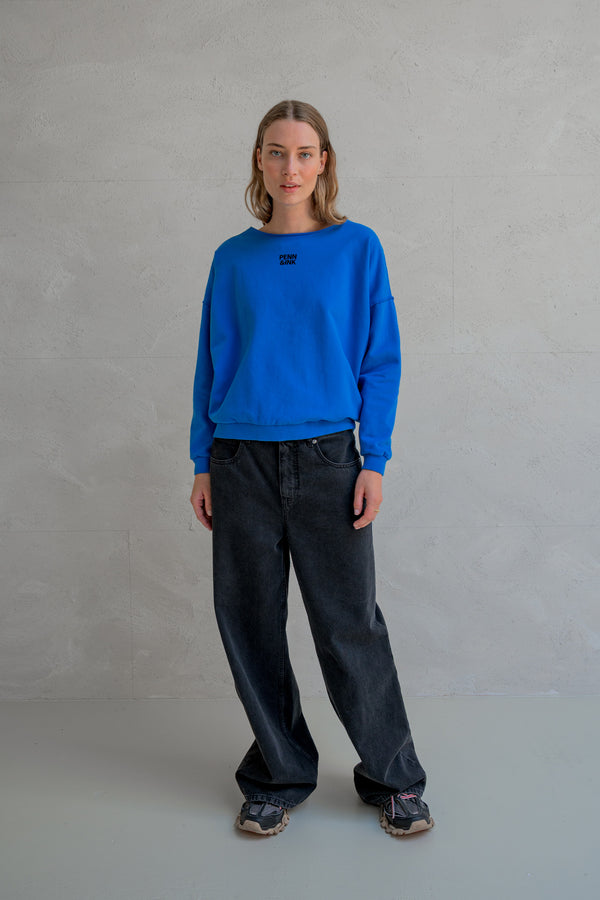 Penn & Ink SWEATER PRINT (W25F1703) ROYAL BLUE - BLACK