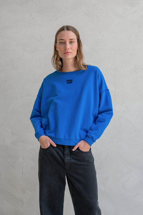 penn & ink SWEATER PRINT (W25F1703) ROYAL BLUE - BLACK