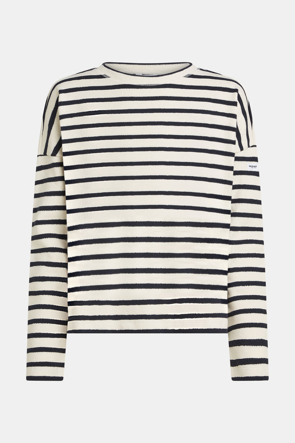 Penn & Ink SWEATER STRIPE (W25T1205) NAVY - ECRU