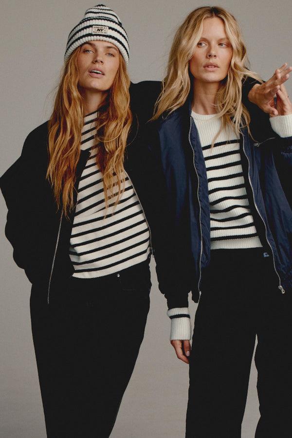 penn & ink SWEATER STRIPE (W25T1205) NAVY - ECRU