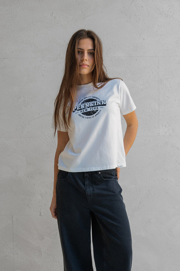 penn & ink T-SHIRT PRINT (W25F1730) ECRU - BLACK