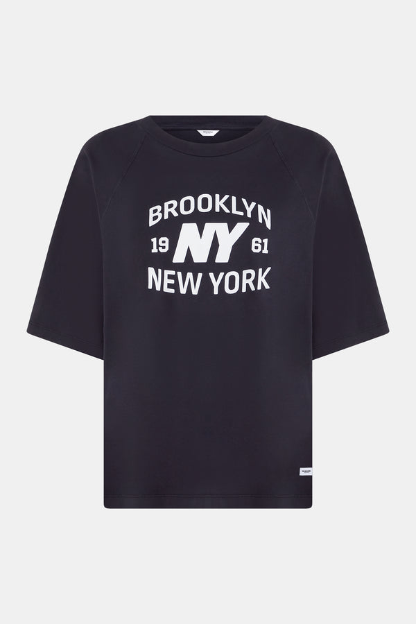 penn & ink T-SHIRT PRINT (W25F1746) NAVY - WHITE