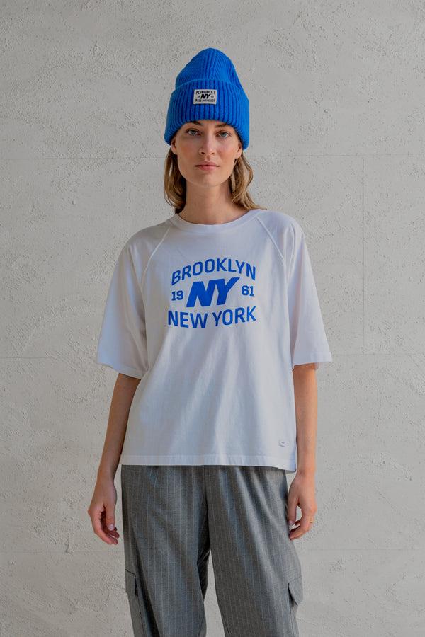 Penn & Ink T-SHIRT PRINT (W25F1746) WHITE - ROYAL BLUE